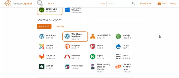 Ilustrasi perbedaan AWS Lightsail dan EC2 sebagai layanan VPS cloud AWS.